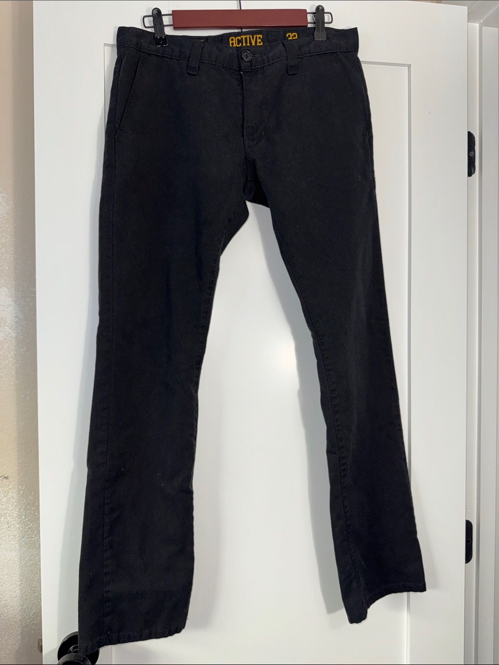 Active USA Black Cotton Blend Yellow Logo Accent Sz 31x32